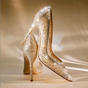 Gianvito Rossi 4500 Crystal Embellished organza silk Rania Pumps/Heels105 US9